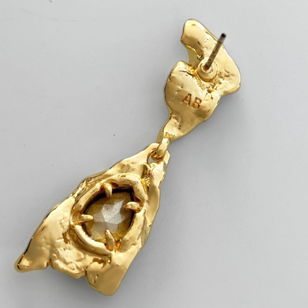 ALEXIS BITTAR • Brut Mismatched Asymmetrical Crumpled Gold Blue Drop Earrings - Picture 13 of 15